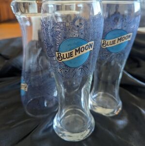 Blue Moon "Salute" Cheers Pilsner 20oz Tallboy Beer Glass set of 4